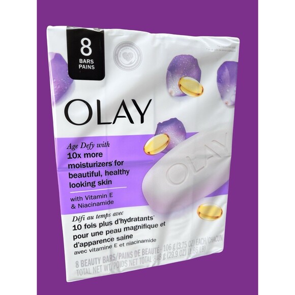 OLAY Age Defy Beauty Bar Soap 8 Pack 10X Moisturizers Vitamin E 3.75oz - Picture 2 of 6